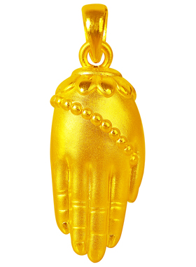 足金999莲花佛手黄金吊坠3D硬金男女款金坠项链本命年饰品送礼物