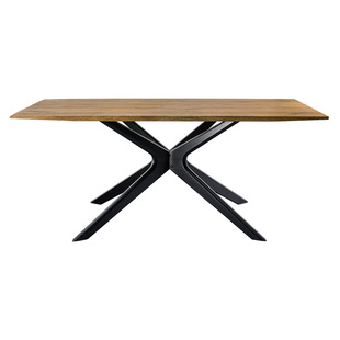 HEDUEN橡木餐桌全实木复古工业风长方形轻奢风北欧原木色桌子