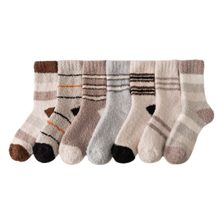 珊瑚绒袜子男中筒秋冬季加厚加绒长筒睡觉睡眠袜保暖地板男士长袜