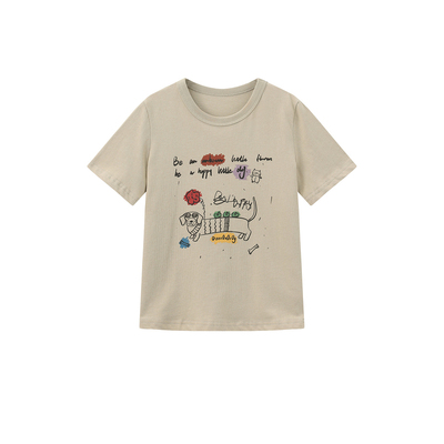 OLAMIMI亲子全棉小狗印花T恤