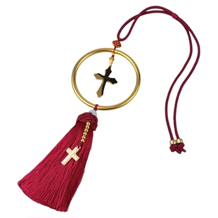 精致钛钢十字架汽车后视镜挂件车载挂饰平安沙金原创高级礼品女