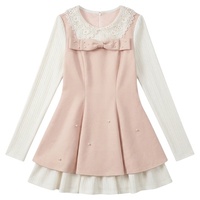 甜美风粉色连衣裙女春生日公主裙