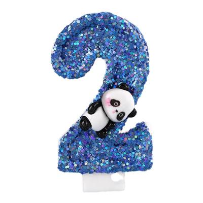 可爱熊猫装饰生日蜡烛数字清仓