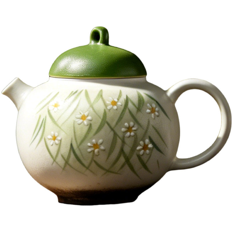 小青柑手绘雏菊陶瓷功夫茶壶