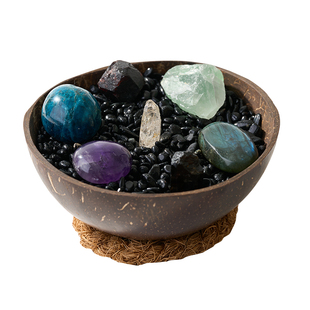 曦光里【愿望实现能量碗】麦达昶 冥想石玄关摆件紫水晶碧玺原石