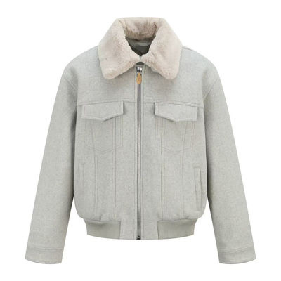 OaOO秋冬仿兔毛毛领羊毛夹克棉服