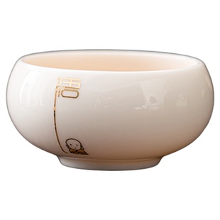 羊脂玉瓷陶瓷小茶杯个人专用功夫喝茶杯家用简约刻字罗汉杯品茗杯