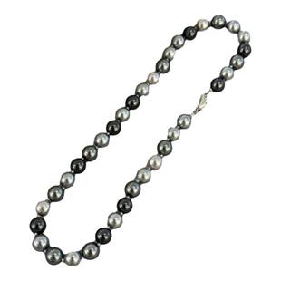 新款人造大溪地黑混彩灰绿色系项链简约百搭轻奢高级感毛衣链颈链