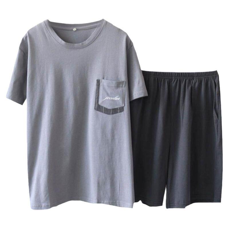 男士针织纯棉可外穿家居服套装