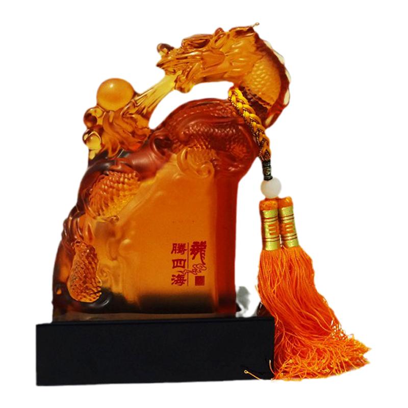 龙腾四海琉璃白玉印章春节礼品