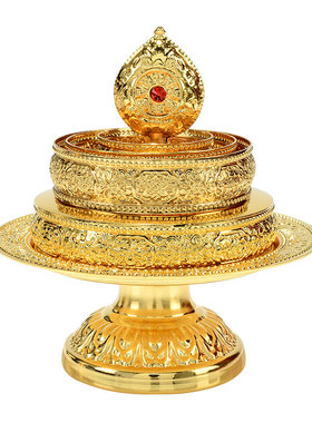 中式供具合金鎏金曼茶罗曼达盘带托盘八吉祥曼扎盘