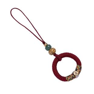 手工编织吊绳纯银生肖马本命像手机挂绳本命年指环扣手机链女U盘包包吊坠红色高级挂件男士手机绳精致挂饰