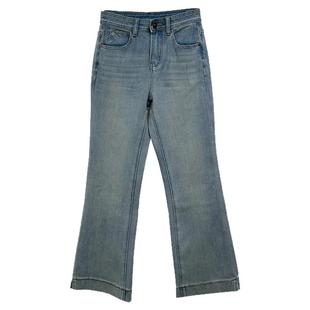 四面弹侧开叉高腰显瘦微喇牛仔裤女秋冬裤子修身九分喇叭裤秋季