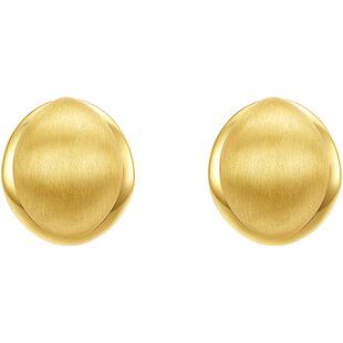 周六福椭圆耳钉女几何耳饰S925银黄金色复古时尚节日礼物