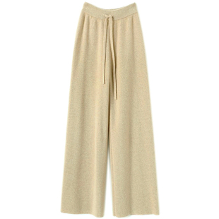 怎么搭都好！大克重加厚100%纯山羊绒裤子女外穿针织休闲阔腿裤