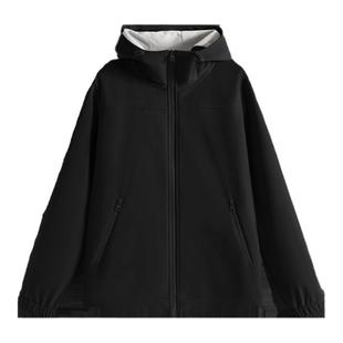 KHV真维斯黑色加绒夹克外套女秋冬季新款户外防风防水登山服冬装