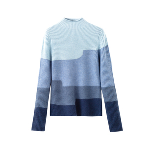 日神2025秋冬新款半高领羊绒衫女时尚拼色加厚套头针织毛衣情侣款