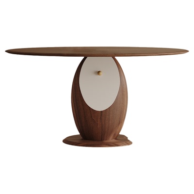 【自营】EPHDARREN/弗达伦中古风实木圆形餐桌客厅饭厅家用饭桌