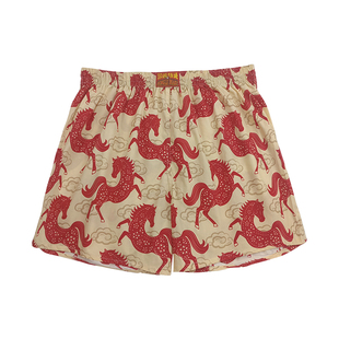 马年本命年红色阿罗裤男士内裤纯棉平四角短底裤宽松女结婚孖烟通