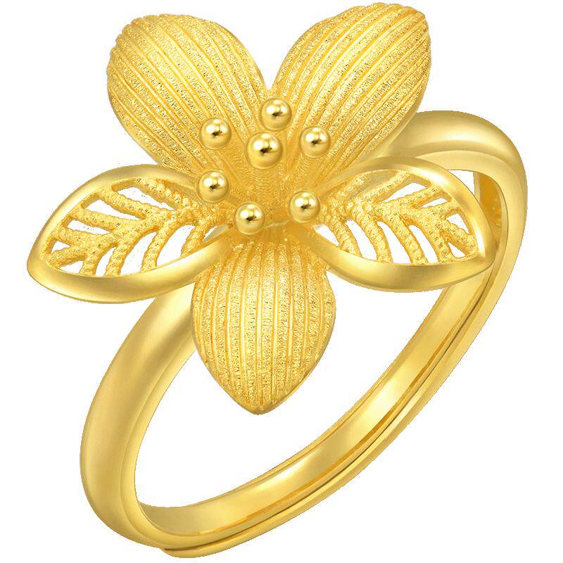 周生生结婚礼物生生有囍花卉黄金桃花戒指婚嫁五金开口戒94446R