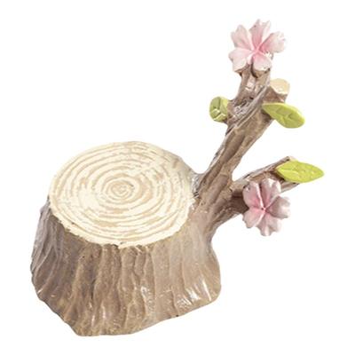 树脂摆件樱花树桩迷你公仔装饰底座桌面办公室工位电脑机箱玩偶