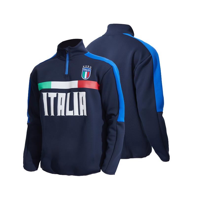 意大利国家队官方商品丨复古立领半拉链刺绣卫衣运动休闲足球迷