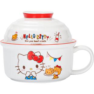 古杰士三丽鸥联名陶瓷带盖泡面碗宿舍用学生大号带把手食堂打饭盒