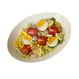 穆尼生活馆白色日式椭圆形盘子家用深盘水果沙拉盘咖喱饭早餐轻食