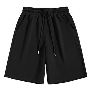 班尼路纯棉短裤男2026夏季黑色运动休闲五分裤松紧腰宽松大裤衩A