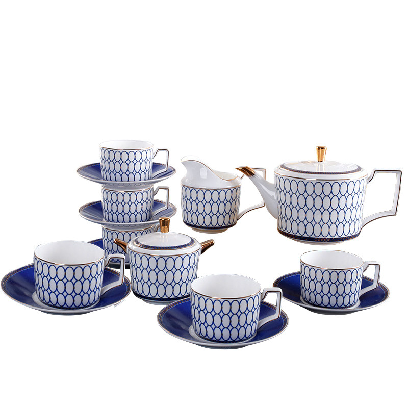 套装优雅蓝圈欧式宫廷家用茶具