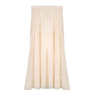 固执高腰褶皱长款a字半身裙