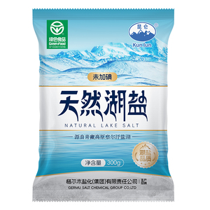 昆仑天然青海湖盐家用甲状腺无抗结剂未加不加碘食用藏青无碘食盐