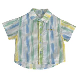 男童时尚短袖衬衫2025新款儿童扎染绣花衬衣酷帅男孩韩版夏装上衣