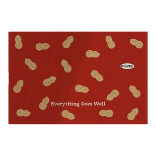 新年红色乔迁花生入户地垫丝圈防滑耐脏脚垫进门大门口地毯可裁剪