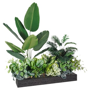 户外仿真绿植花箱服装店橱窗隔断网红室内落地假盆栽室外造景组合