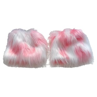 Y2K亚文化辣妹小腿皮草毛毛袜套秋冬甜美少女仿狐狸毛腿套靴套女