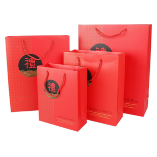通用喜庆红色珍贵礼品袋燕窝礼品盒礼袋包装袋手拎袋手提袋子定制