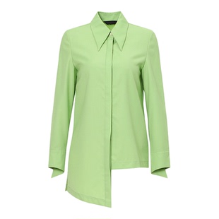 莱芙艾迪儿时尚经典百搭不对称设计感长袖衬衣女简约通勤干练上衣