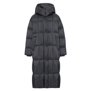 伊芙丽经典切格立领连帽保暖抗冻长毛被子羽绒服女外套24冬季新款