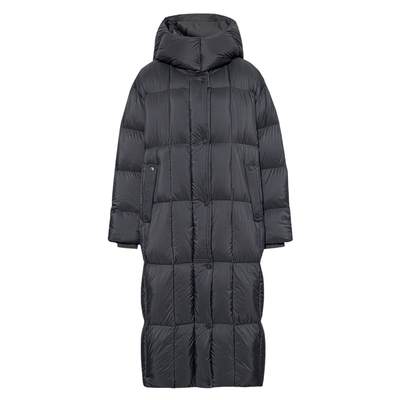 伊芙丽经典切格立领连帽保暖抗冻长毛被子羽绒服女外套24冬季新款