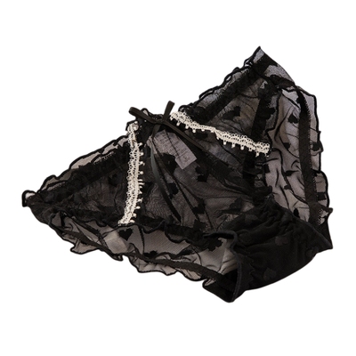 爱心蝴蝶结蕾丝中腰三角裤内裤