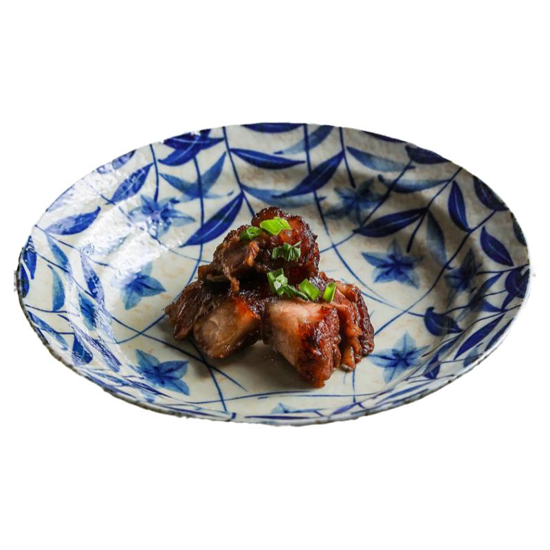 黄泥桔梗日本进口陶瓷菜盘汤盘子复古日式餐具粗瓷饭碗圆碟子家用