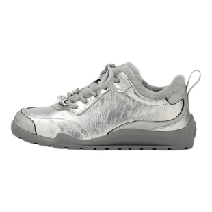 millies妙丽银色德训鞋女款加棉厚底休闲阿甘鞋加绒运动圆头棉鞋