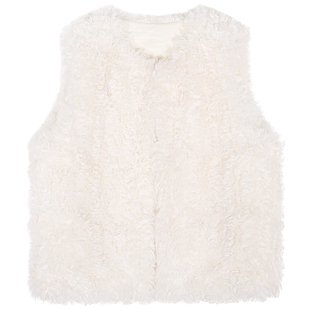 落落狷介毛毛外套女早春2026新款保暖环保皮草小个子无袖马夹外套