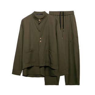 原创男装复古山本风个性立体解构拼接设计感假两件衬衫休闲套装潮