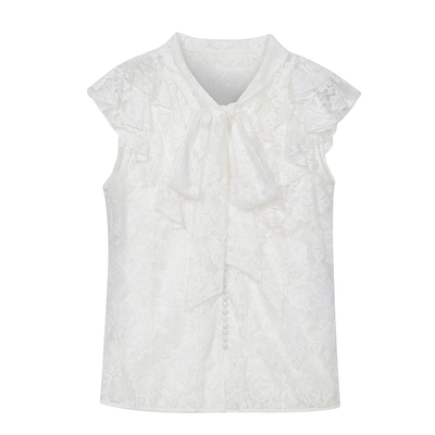 疏时 古典蕾丝拉夫领衬衫 古典蕾丝镶拼半裙