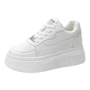 真皮内增高7CM小白鞋女2025秋冬厚底小个子休闲百搭加绒女鞋板鞋