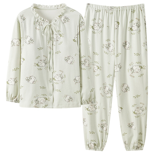 都市丽人月子服纯棉全棉吸汗夏季产后哺乳孕妇睡衣女款孕期家居服