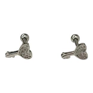 嘟嘟夫妇医用钛钢耳蜗耳骨钉养耳洞睡觉免摘爱心锁钥匙酷帅耳钉女