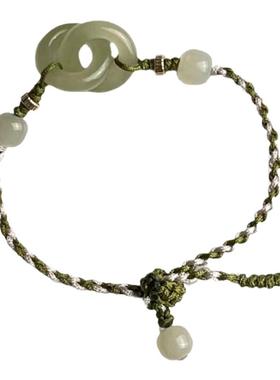 女和田玉和田玉环环相扣手绳